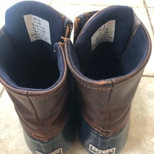 Sperry boots, in good shape other than the heels.